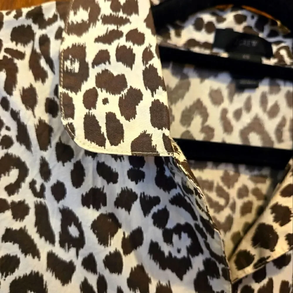 J Crew Animal Print Cotton Camp Shirt Sz XSMALL